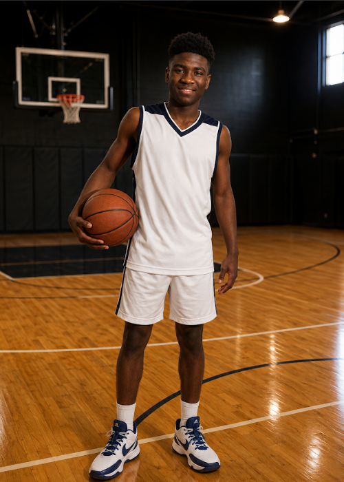 Youth basketball player on the court
