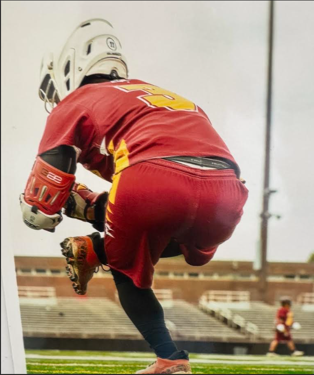 Youth athlete in action during a football game